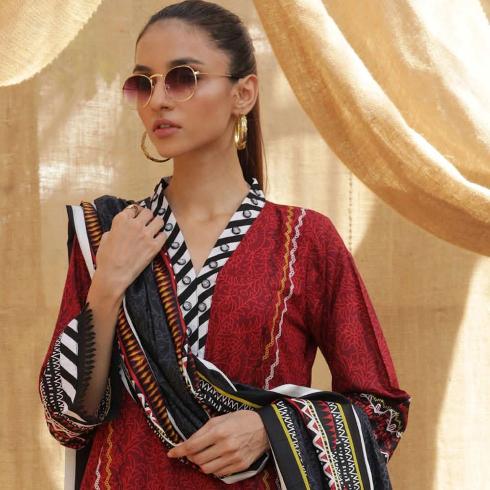 Sahil Printed Lawn 3 Piece Un-Stitched Suit Vol 04 - ZS 02, Women, 3Pcs Shalwar Suit, ZS Textiles, Chase Value