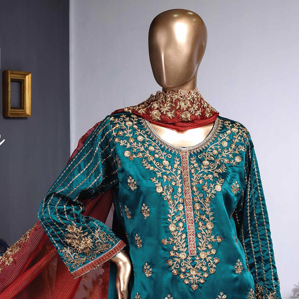 Zoya Embroidered Silk 3 Piece Un-Stitched Suit - 4, Women, 3Pcs Shalwar Suit, Rivaaj, Chase Value