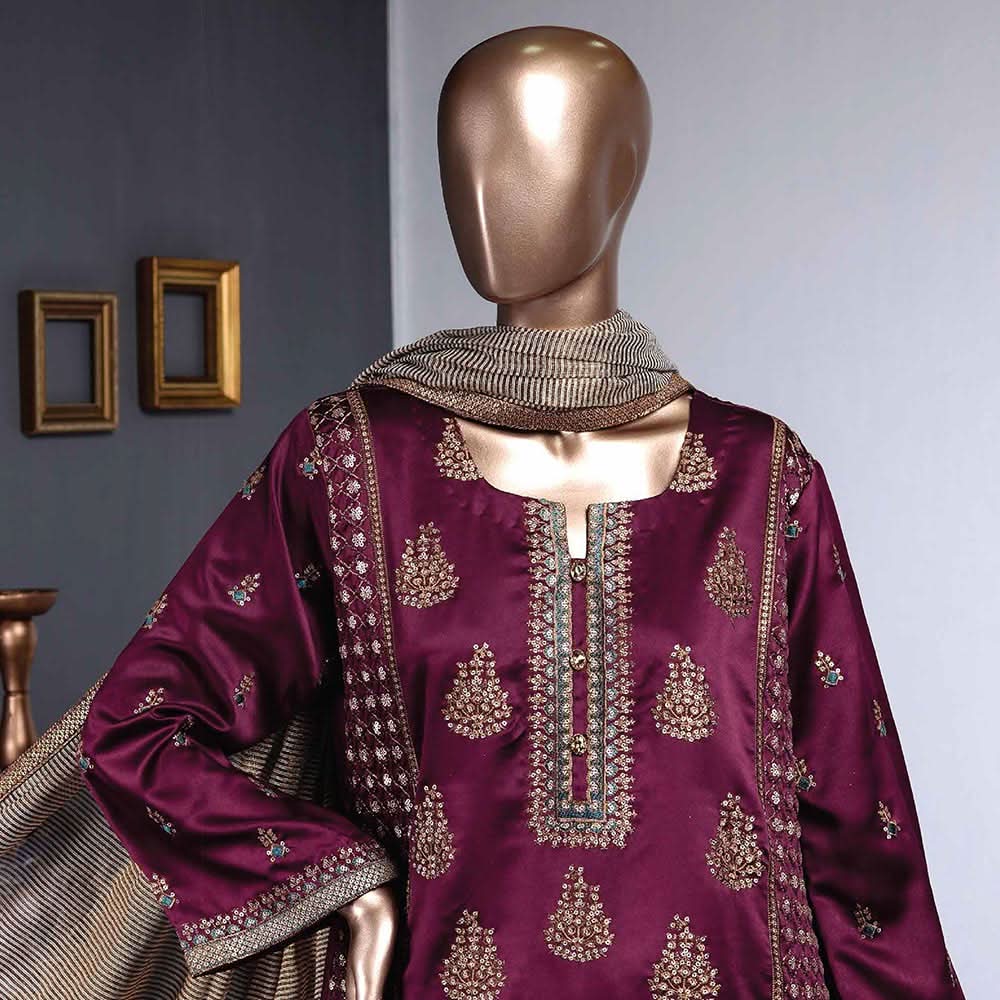 Zoya Embroidered Silk 3 Piece Un-Stitched Suit - 5, Women, 3Pcs Shalwar Suit, Rivaaj, Chase Value
