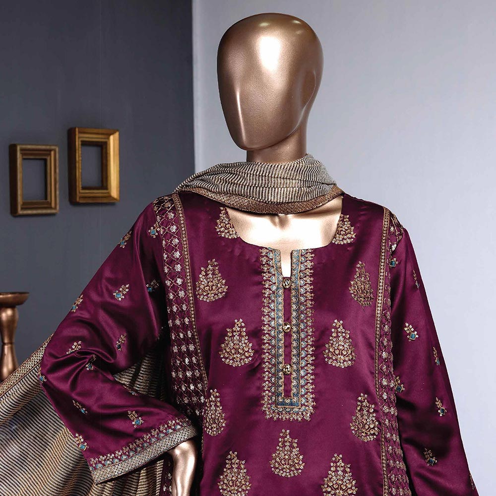 Zoya Embroidered Silk 3 Piece Un-Stitched Suit - 5, Women, 3Pcs Shalwar Suit, Rivaaj, Chase Value