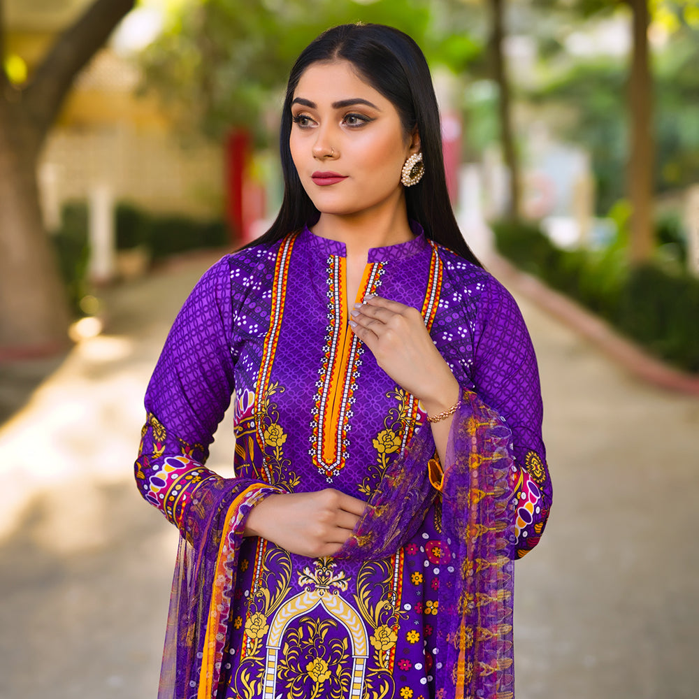 Malai Unstitched 3Pcs Suit V2 - 1, Women, 3Pcs Shalwar Suit, Chase Value, Chase Value