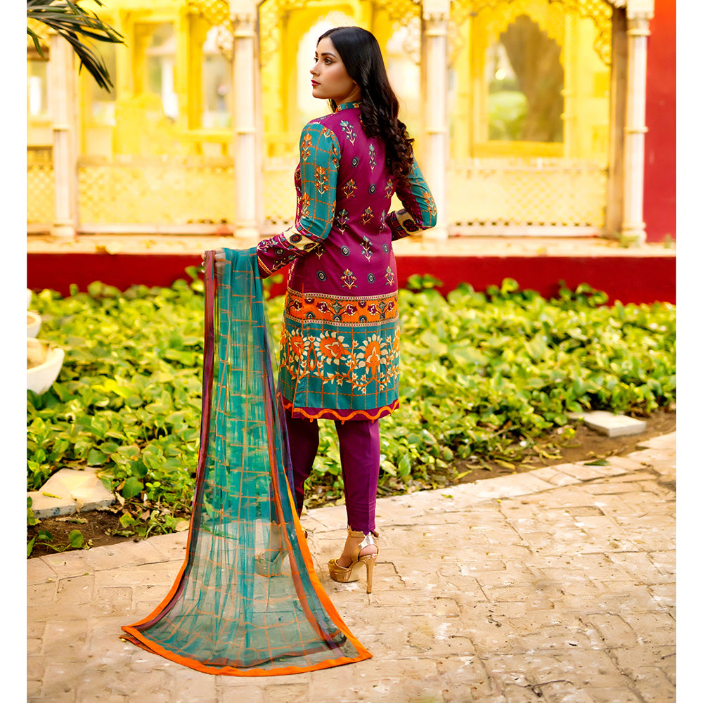 Malai Unstitched 3Pcs Suit V2 - 7, Women, 3Pcs Shalwar Suit, Chase Value, Chase Value