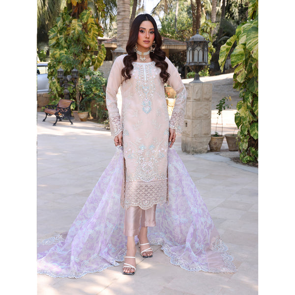 Dil Ruba By Dr. Haris Luxury Organza Embroidered Unstitched 3Pcs Suit - 4
