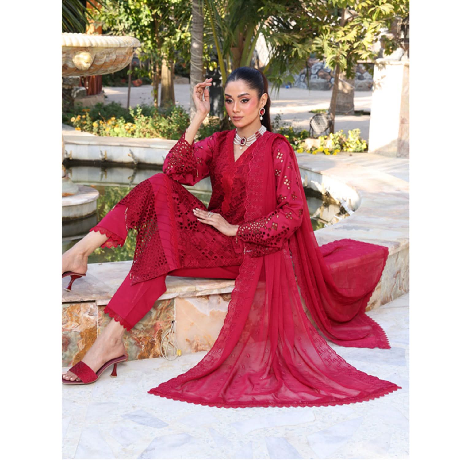 Summer Vibes By Dr. Haris Chikankari Lawn Unstitched 4 Pec Suit - 8, Women, 3Pcs Shalwar Suit, MI Creation, Chase Value