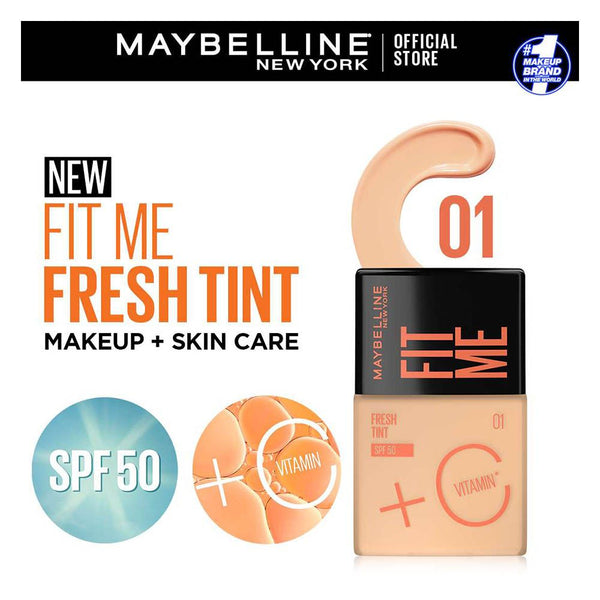 Maybelline New York Fit Me Fresh Tint With Spf 50 & Vitamin C, Natural Coverage Foundation, For Daily Use, Shade 01, 30Ml, Foundation, Maybelline, Chase Value