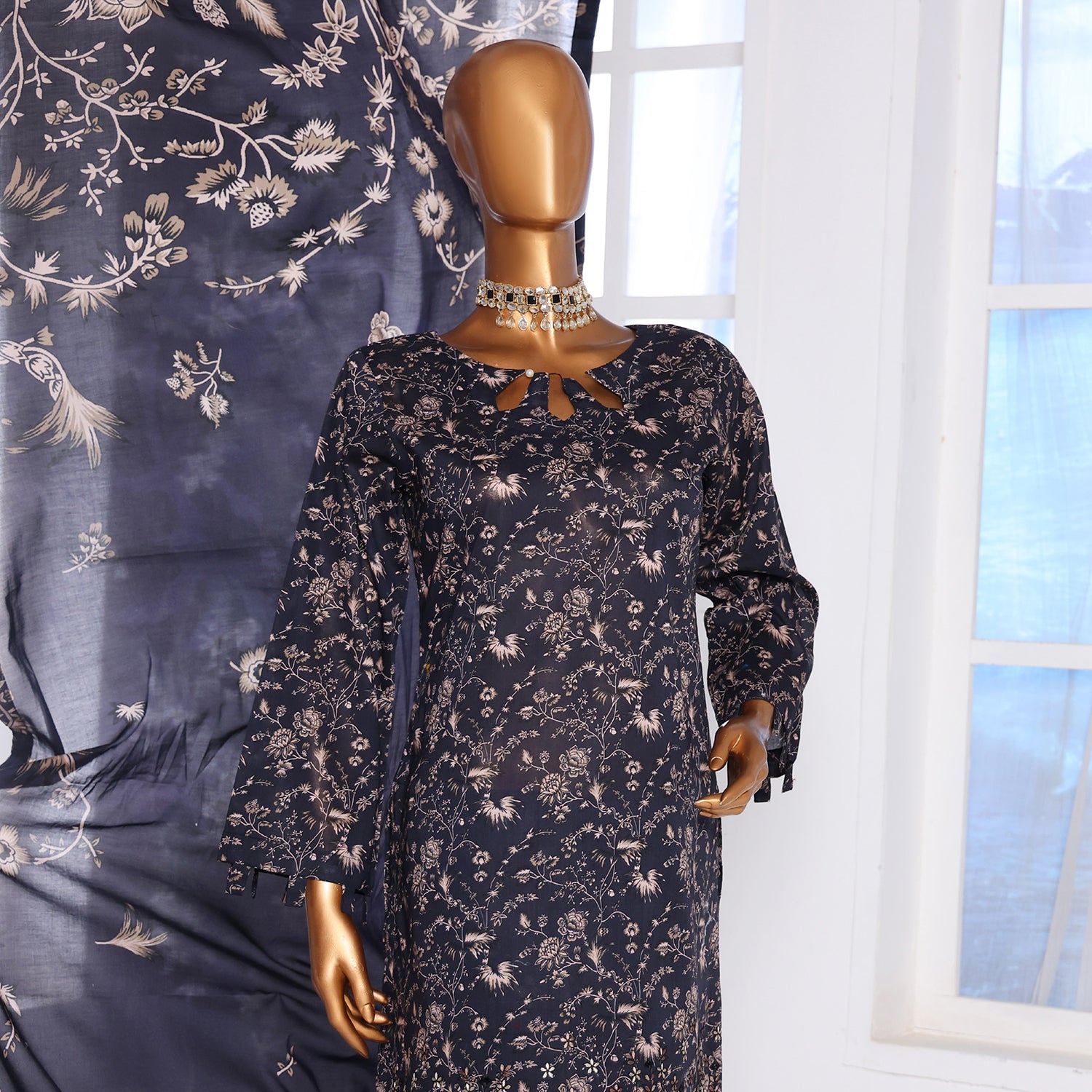 3D Daman kari By MI Creation Printed Lawn With Embroidered Unstitched 3Pcs Suit - 4, Women, 3Pcs Shalwar Suit, MI Creation, Chase Value