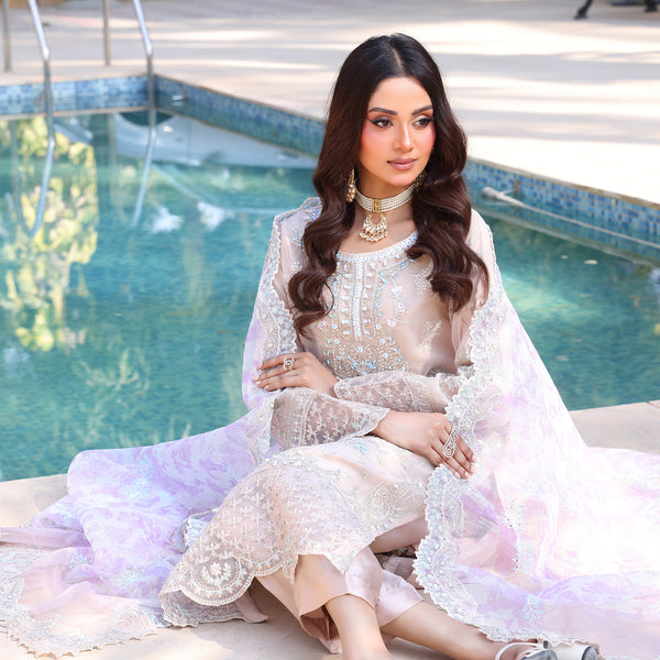 Dil Ruba By Dr. Haris Luxury Organza Embroidered Unstitched 3Pcs Suit - 4