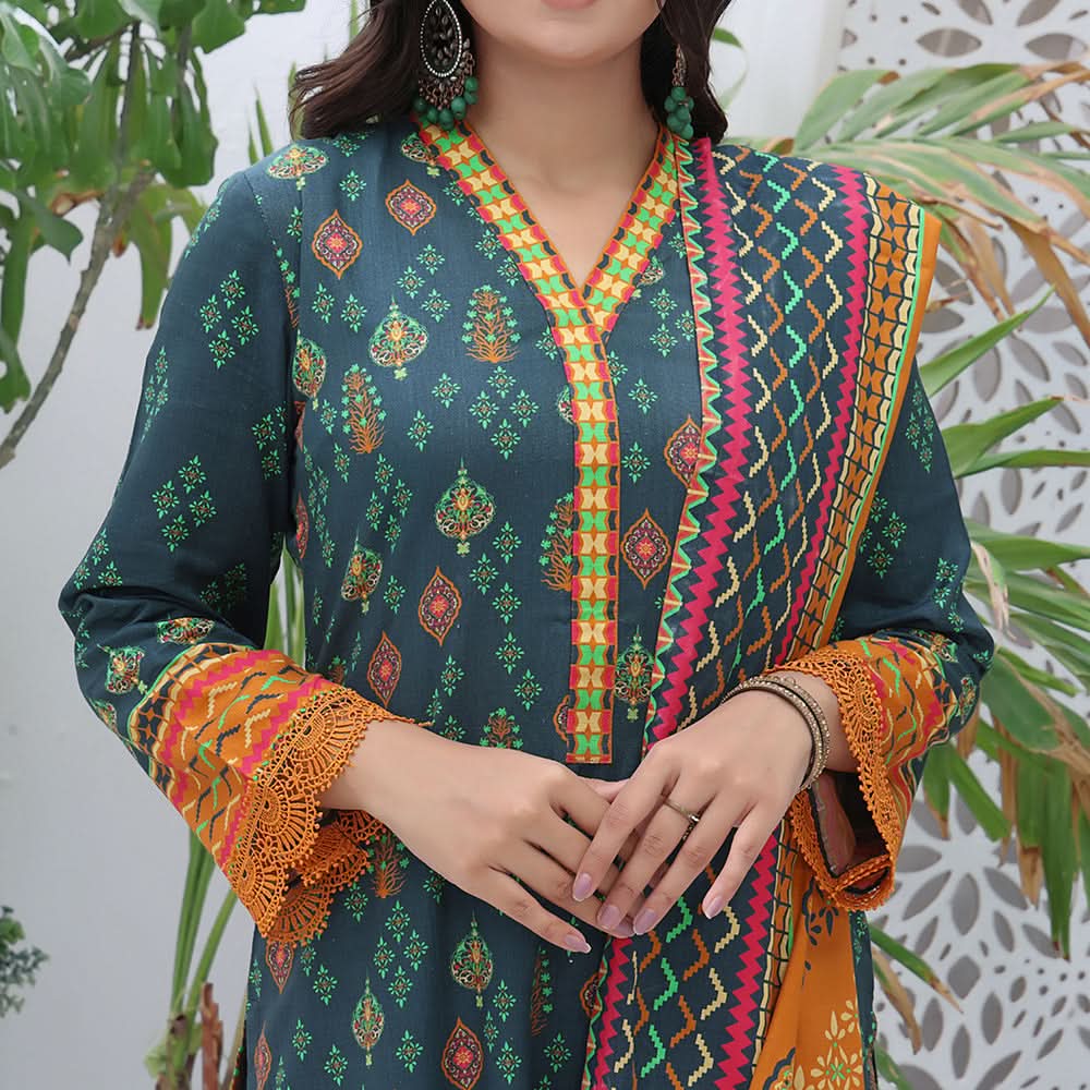 Jhalak Linen Printed Unstitched 3Pcs Suit - 1, Women, 3Pcs Shalwar Suit, VS Textiles, Chase Value