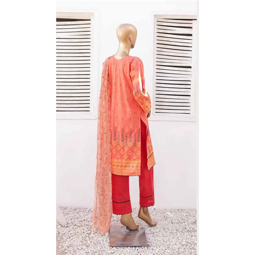 Zoha Lawn Printed Embroidered 3Pcs Suit with Bember Dupatta - 6, Women, 3Pcs Shalwar Suit, Leeds Textile, Chase Value