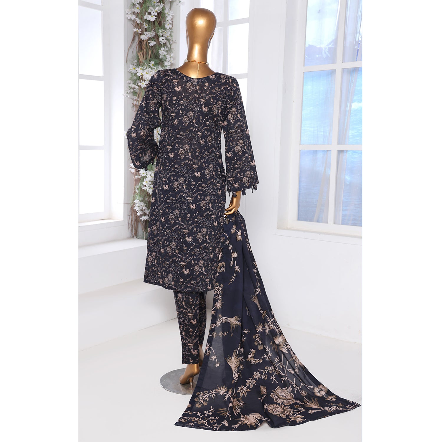 3D Daman kari By MI Creation Printed Lawn With Embroidered Unstitched 3Pcs Suit - 4, Women, 3Pcs Shalwar Suit, MI Creation, Chase Value