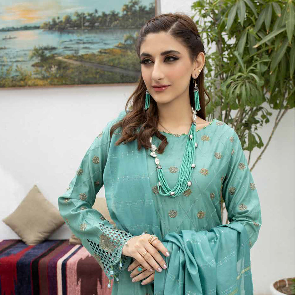 Schick Koel Viscose Schiffli Boring Embroidered Unstitched Suit With Fancy Dupatta - 6, Women, 3Pcs Shalwar Suit, MI Creation, Chase Value