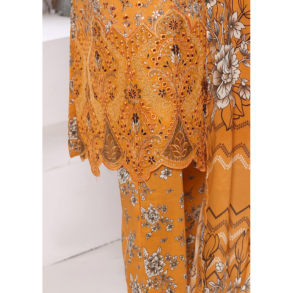 3D Daman kari By MI Creation Printed Lawn With Embroidered Unstitched 3Pcs Suit - 9, Women, 3Pcs Shalwar Suit, MI Creation, Chase Value
