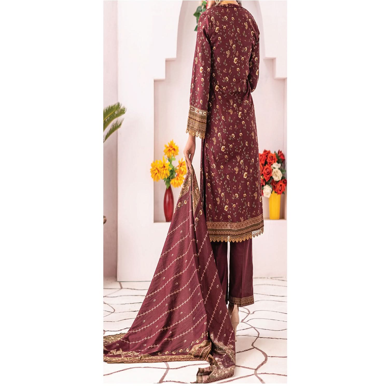 VS Daman Cambric Unstitched 3pcs Suit - 605-B, Women, 3Pcs Shalwar Suit, VS Textile, Chase Value