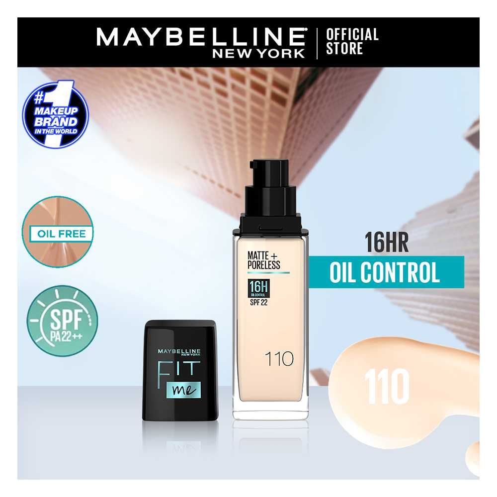 Maybelline New York Fit Me Matte + Poreless Spf 22 Foundation, 110 Porcelain, 30Ml, Foundation, Maybelline, Chase Value