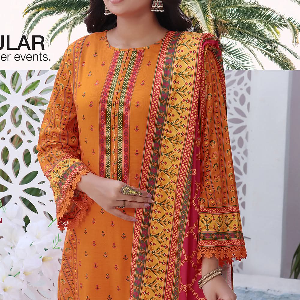 Jhalak Linen Printed Unstitched 3Pcs Suit - 2, Women, 3Pcs Shalwar Suit, VS Textiles, Chase Value