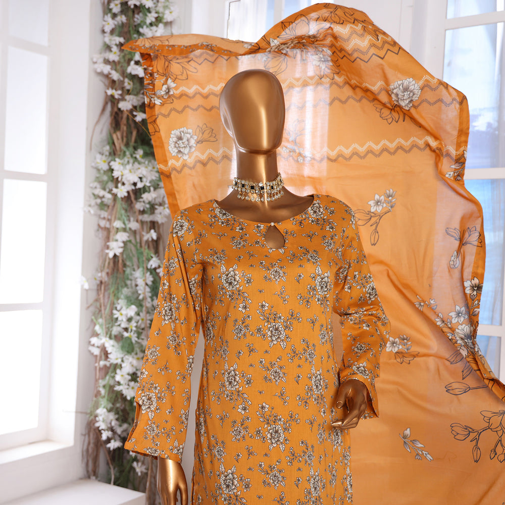 3D Daman kari By MI Creation Printed Lawn With Embroidered Unstitched 3Pcs Suit - 9, Women, 3Pcs Shalwar Suit, MI Creation, Chase Value