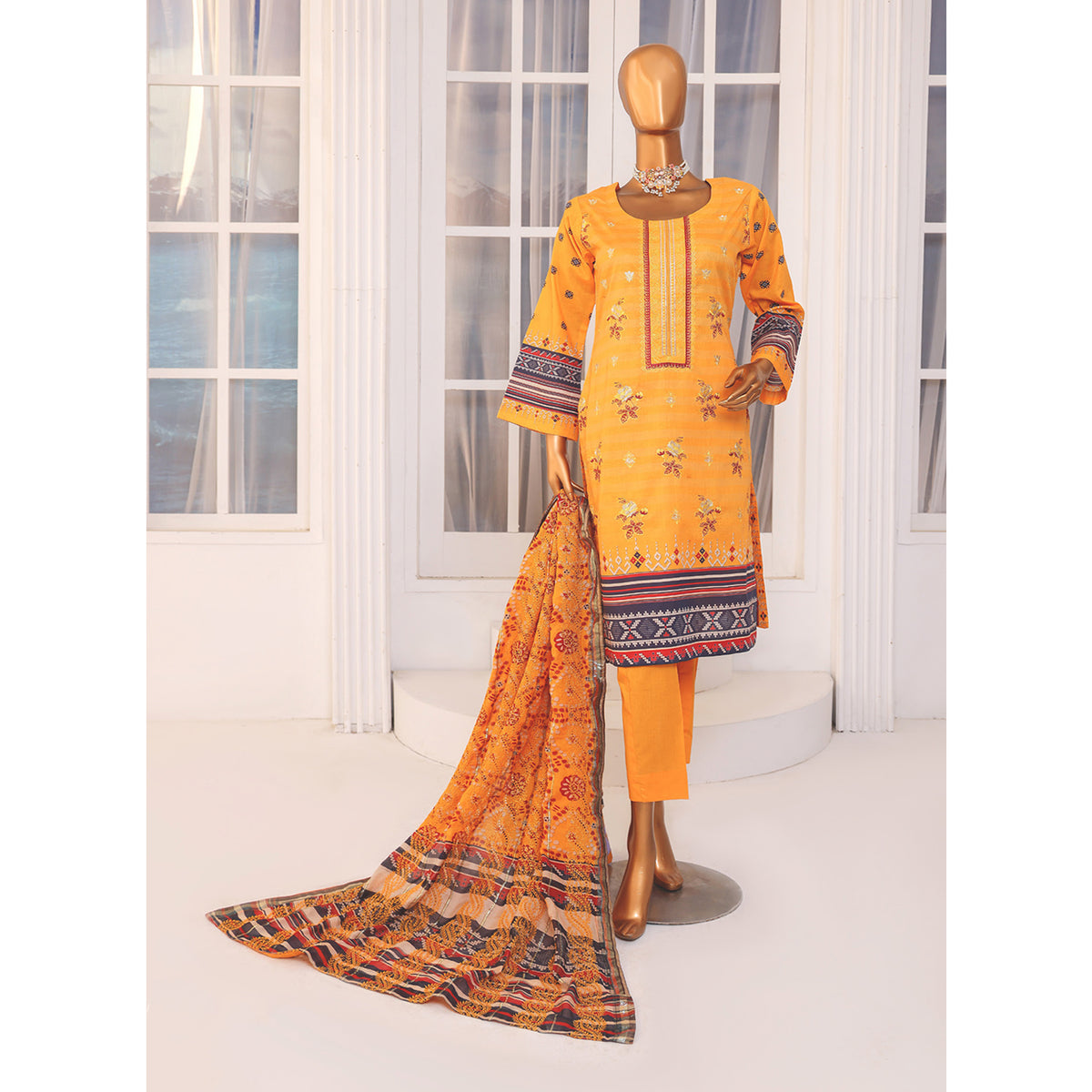 Needle Wonder By Dr. Haris Printed & Embroidered Lawn Unstitched 3Pcs Suit - 4, Women, 3Pcs Shalwar Suit, MI Creation, Chase Value