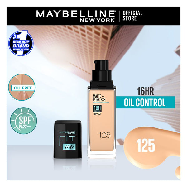 Maybelline New York New Fit Me Matte + Poreless Foundation, 125 Nude Beige, 30Ml, Foundation, Maybelline, Chase Value