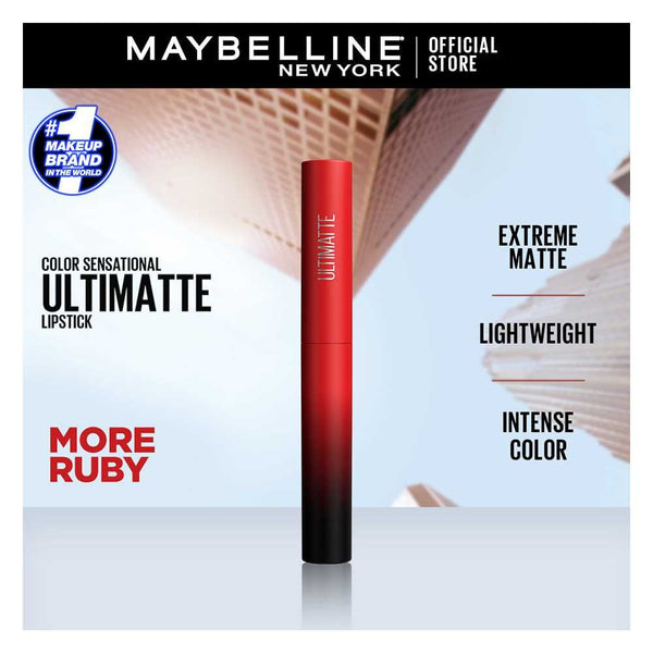 Maybelline New York Color Sensational Ultimate Matte Lipstick, 199 More Ruby, Lip Gloss And Balm, Maybelline, Chase Value