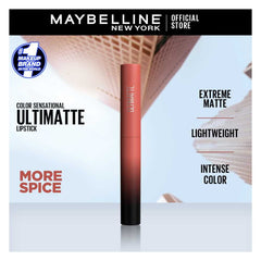 Maybelline New York Color Sensational Ultimate Matte Lipstick, 1299 More Spice, Lip Gloss And Balm, Maybelline, Chase Value