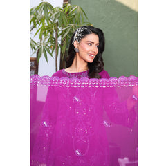 Emerald Chiffon By Dr. Haris Hand Embellishment Sami Unstitched 3Pcs Suit - 3