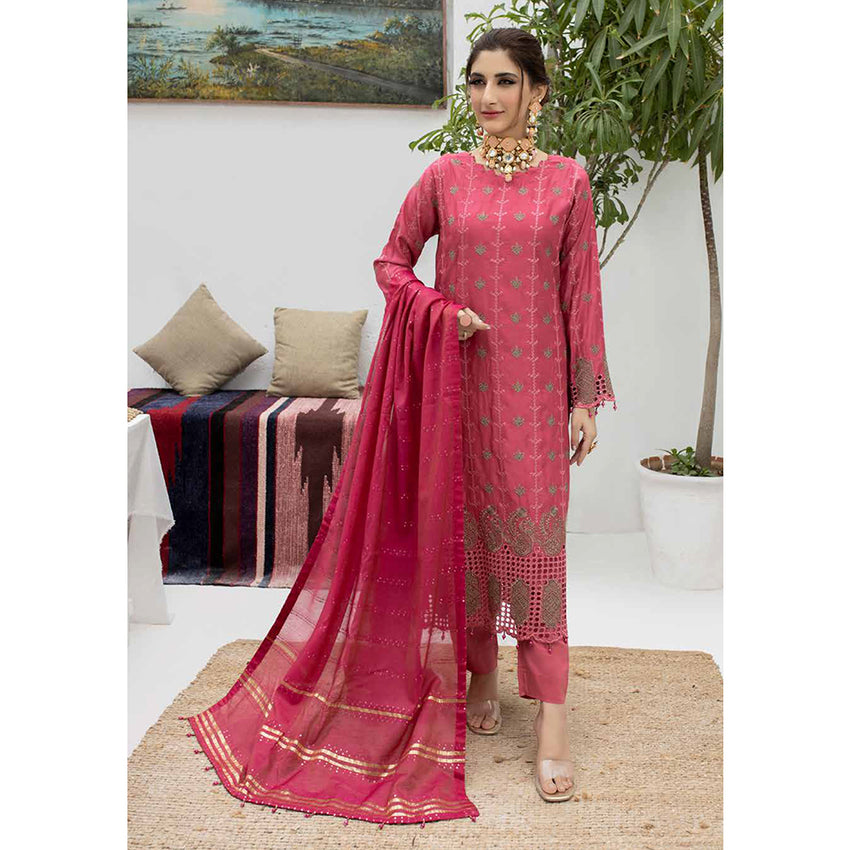 Schick Koel Viscose Schiffli Boring Embroidered Unstitched Suit With Fancy Dupatta - 7