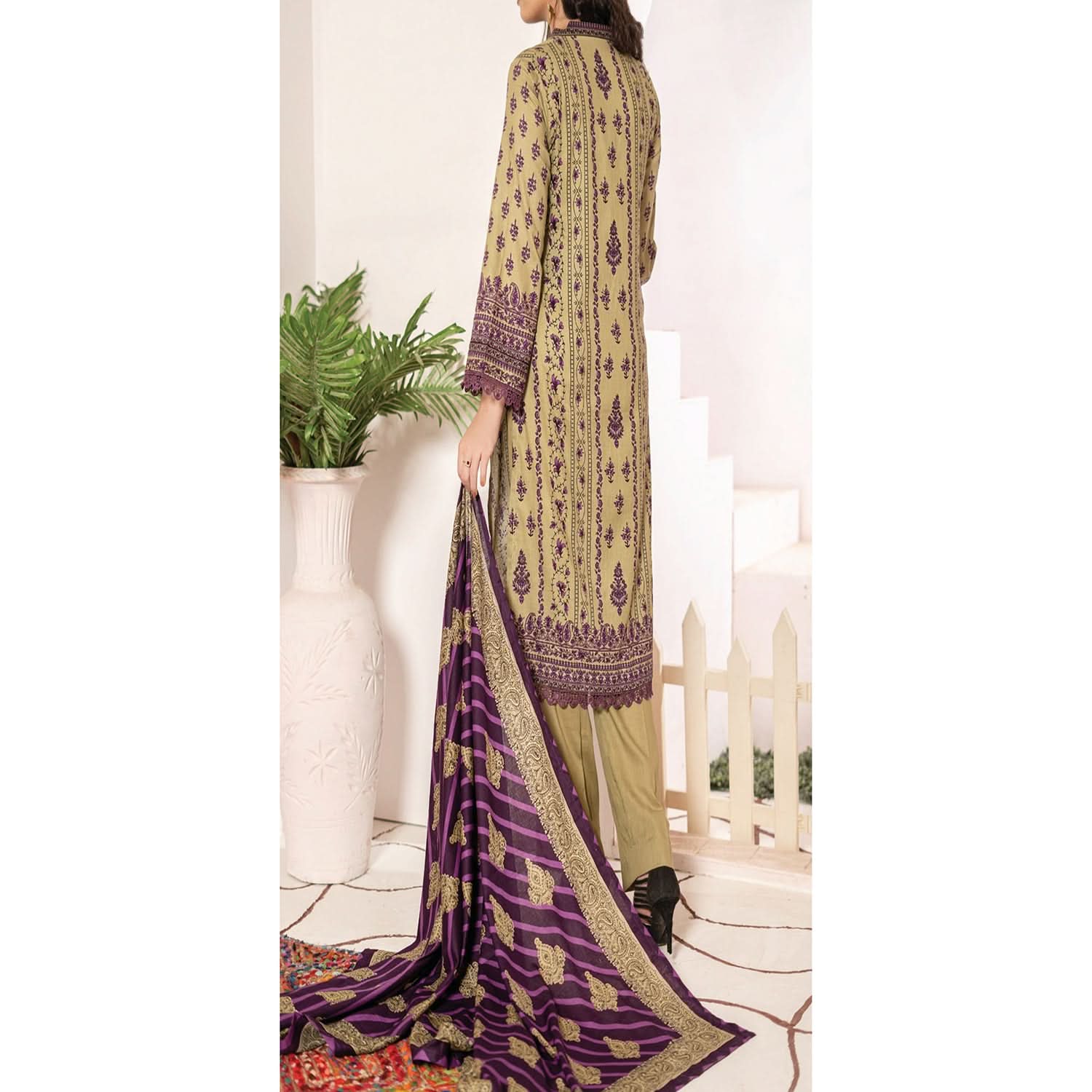 VS Daman Cambric Unstitched 3pcs Suit - 601-A, Women, 3Pcs Shalwar Suit, VS Textile, Chase Value