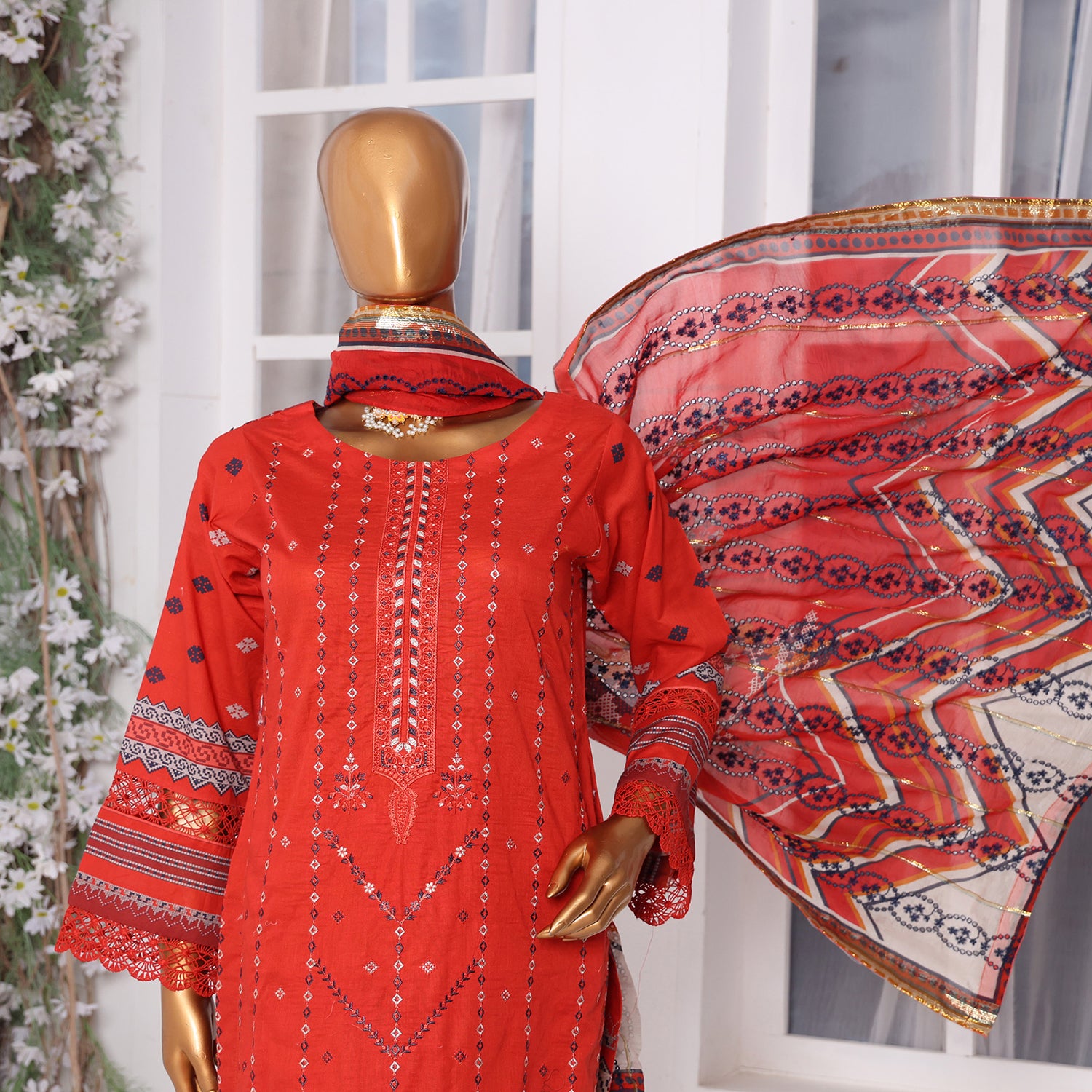 Needle Wonder By Dr. Haris Printed & Embroidered Lawn Unstitched 3Pcs Suit - 8, Women, 3Pcs Shalwar Suit, MI Creation, Chase Value