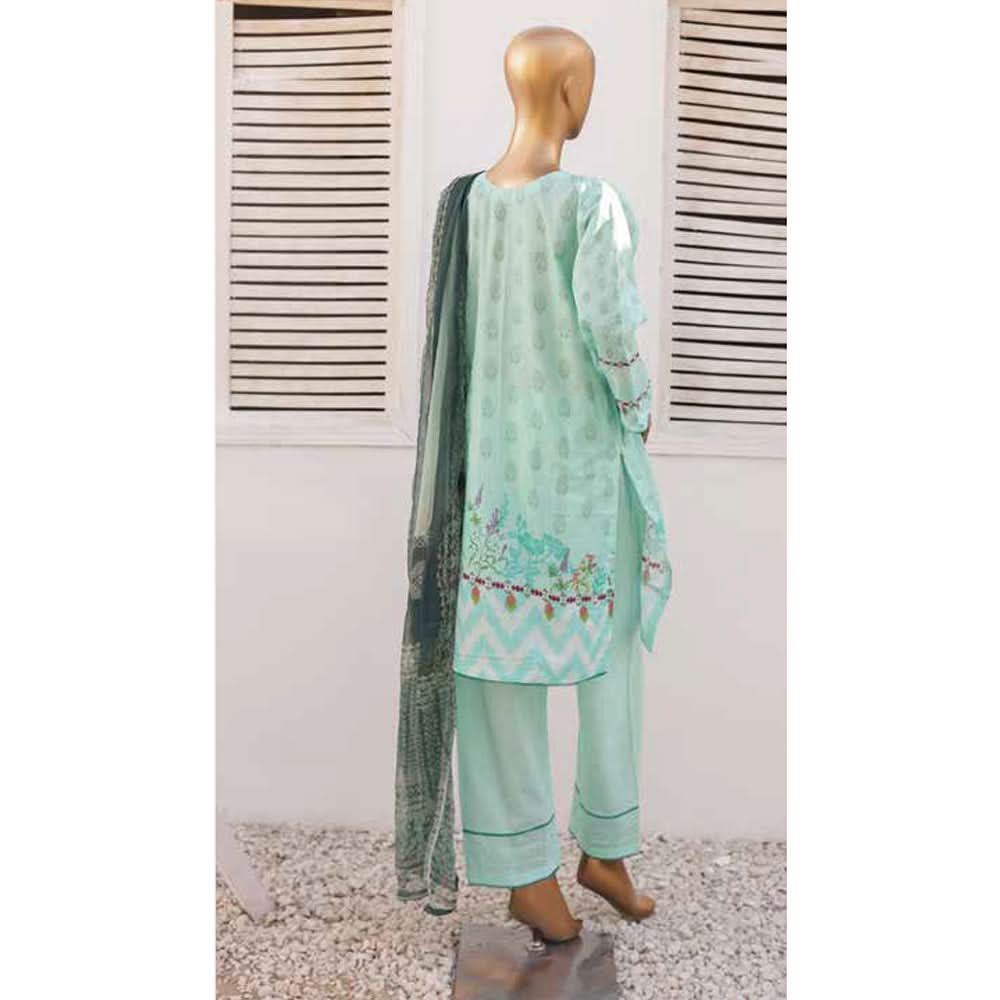 Zoha Lawn Printed Embroidered 3Pcs Suit with Bember Dupatta - 4, Women, 3Pcs Shalwar Suit, Leeds Textile, Chase Value