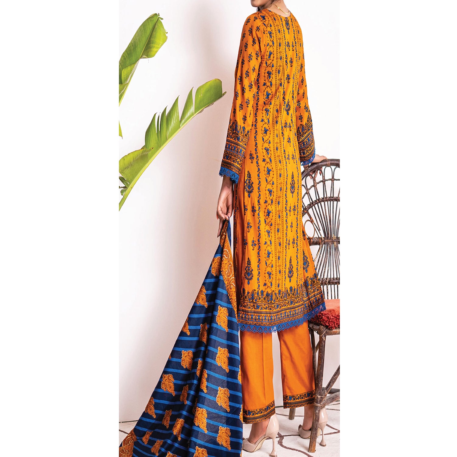 VS Daman Cambric Unstitched  3pcs Suit - 601-B, Women, 3Pcs Shalwar Suit, VS Textile, Chase Value