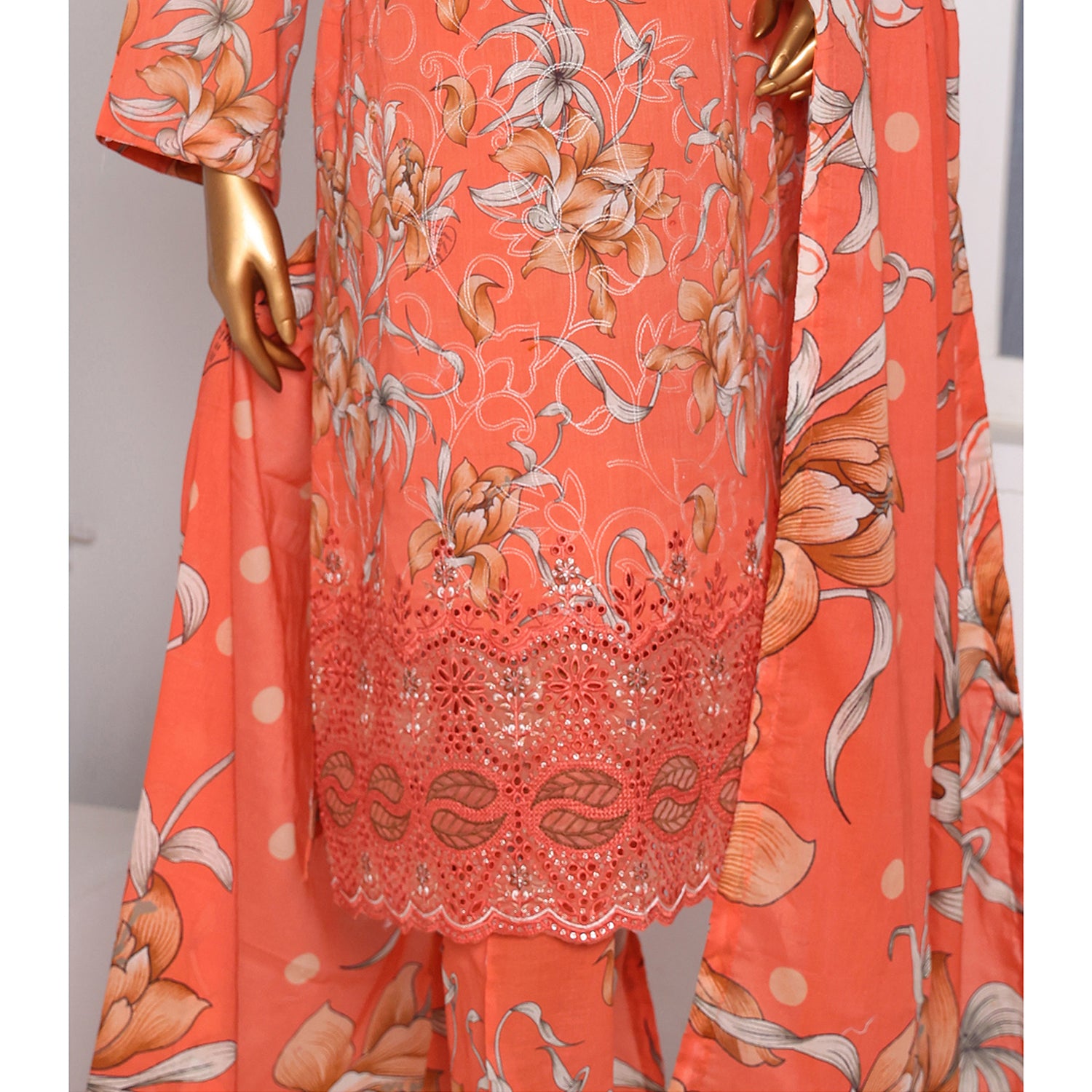 3D Daman kari By MI Creation Printed Lawn With Embroidered Unstitched 3Pcs Suit - 1, Women, 3Pcs Shalwar Suit, MI Creation, Chase Value