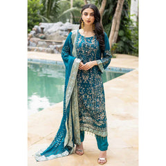 Schick Chantelle Luxury Chiffon Embroidered Unstitched 3Pcs Suit - 2