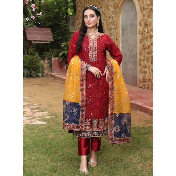 Schick Shehnai Embroidered Unstitched 3pcs Suit  - 2