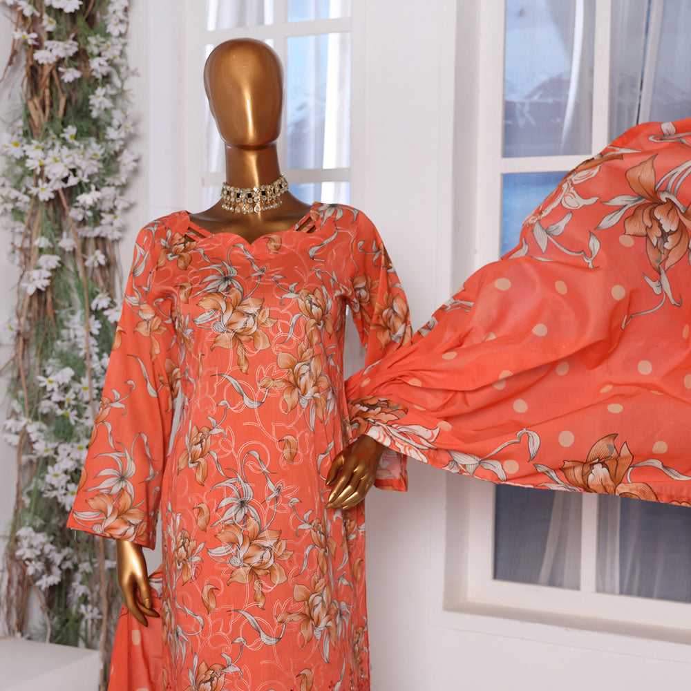 3D Daman kari By MI Creation Printed Lawn With Embroidered Unstitched 3Pcs Suit - 1, Women, 3Pcs Shalwar Suit, MI Creation, Chase Value