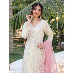 Dil Ruba By Dr. Haris Luxury Organza Embroidered Unstitched 3Pcs Suit - 2