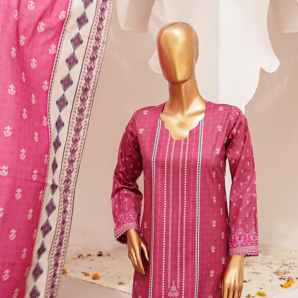 Shibra Printed Lawn Unstitched 3Pcs Suit - 3, Women, 3Pcs Shalwar Suit, Leeds Textile, Chase Value
