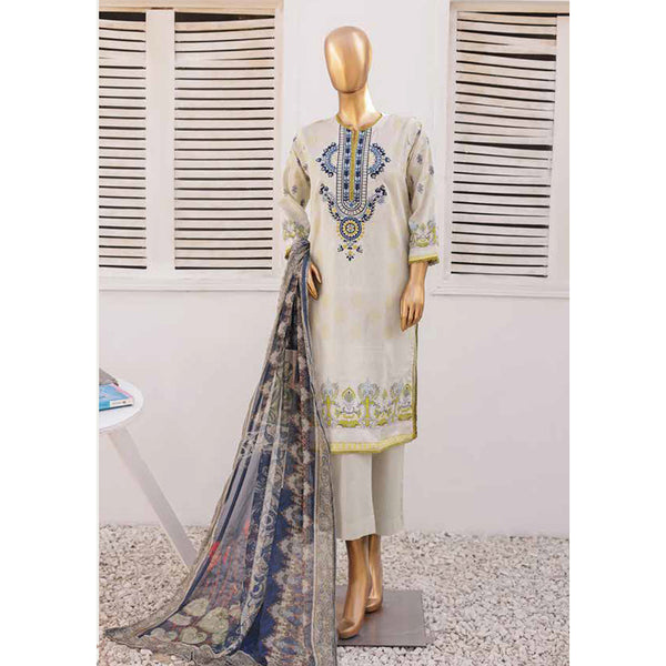 Zoha Lawn Printed Embroidered 3Pcs Suit with Bember Dupatta - 9