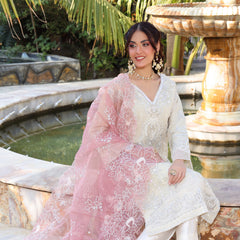 Dil Ruba By Dr. Haris Luxury Organza Embroidered Unstitched 3Pcs Suit - 2