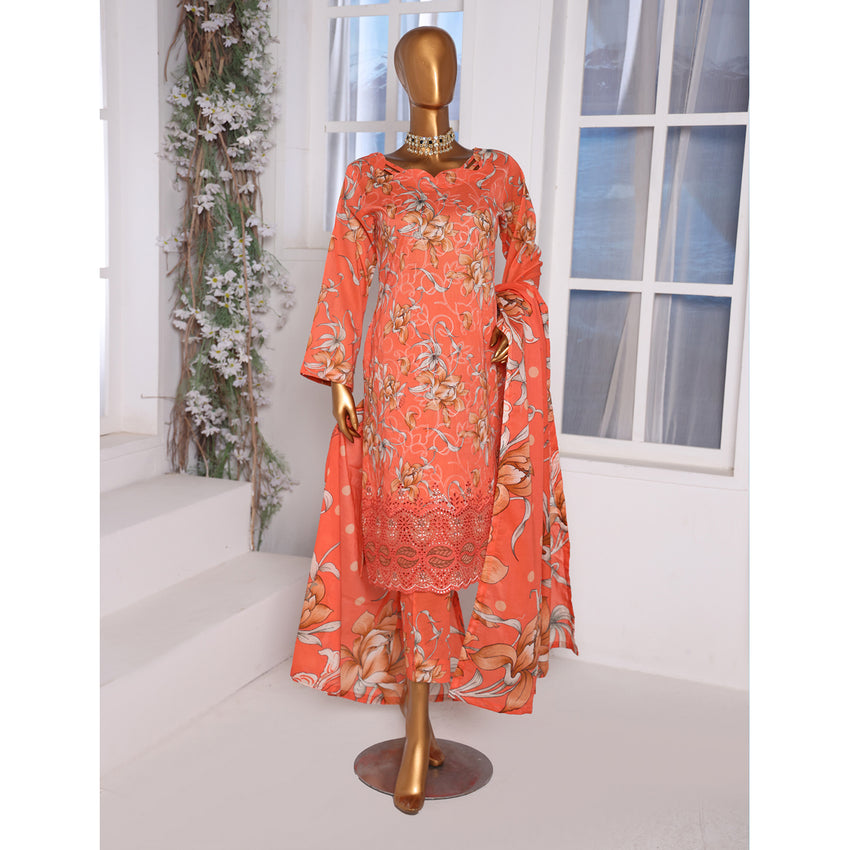 3D Daman kari By MI Creation Printed Lawn With Embroidered Unstitched 3Pcs Suit - 1