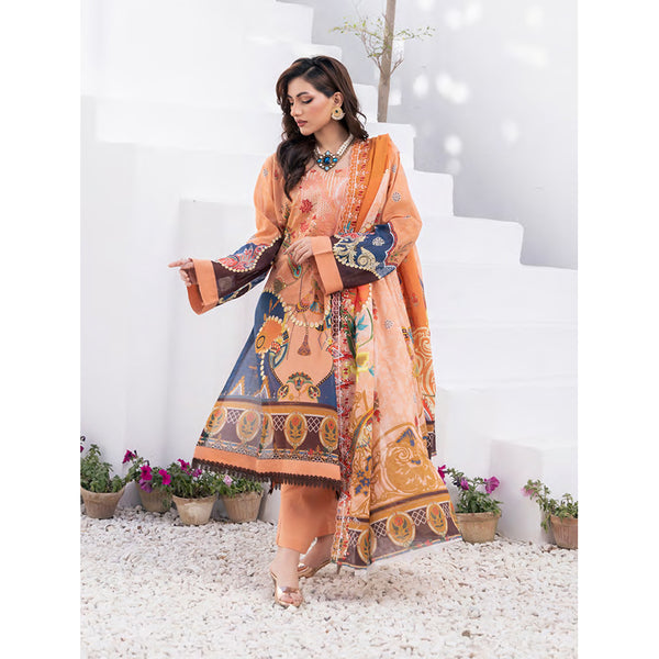 Janan Printed Lawn Embroidered  Suit 3Pcs with Cut Work Dupatta - 4