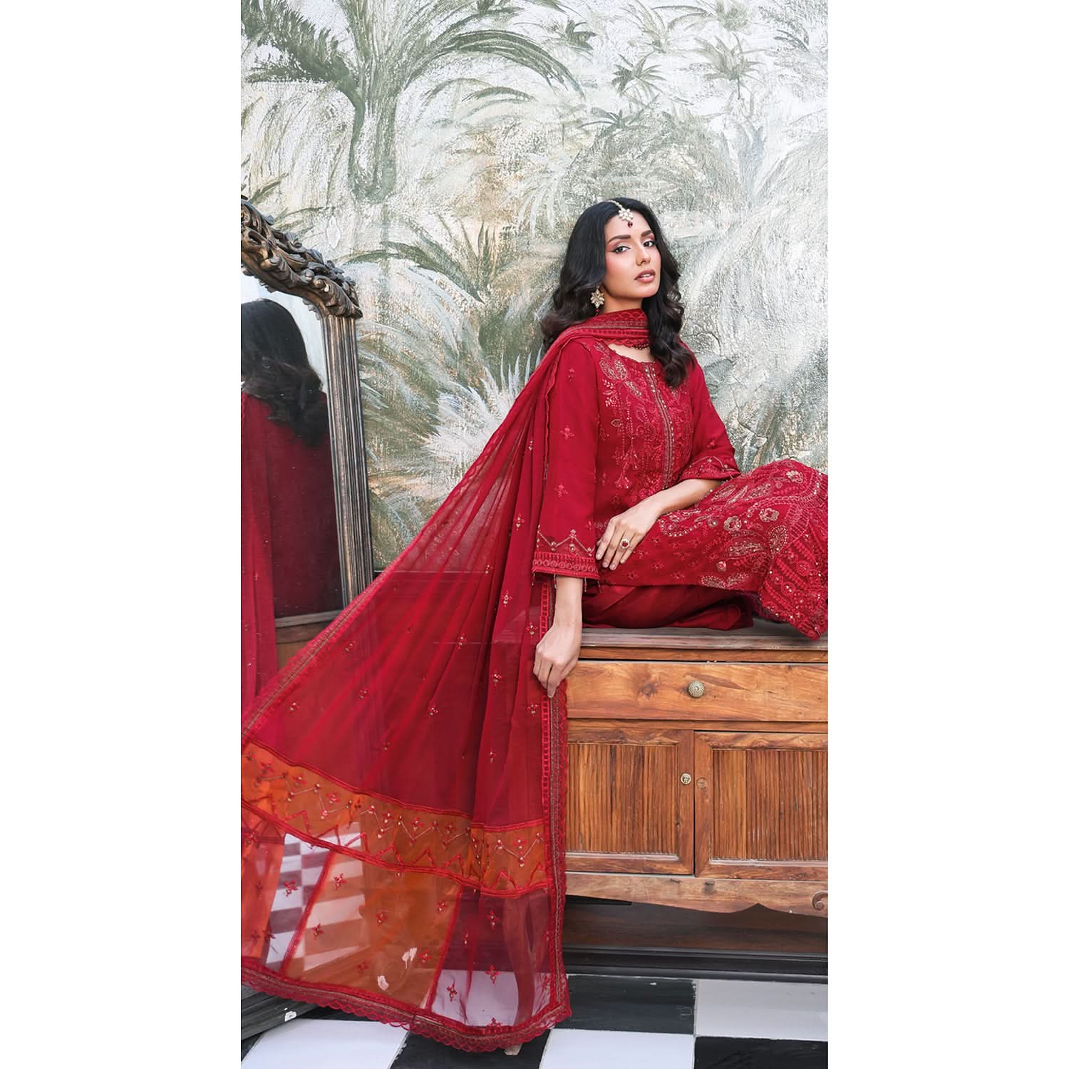 Emerald Chiffon By Dr. Haris Hand Embellishment Sami Unstitched 3Pcs Suit - 2, Women, 3Pcs Shalwar Suit, MI Creation, Chase Value