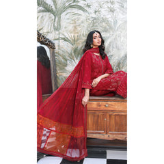 Emerald Chiffon By Dr. Haris Hand Embellishment Sami Unstitched 3Pcs Suit - 2