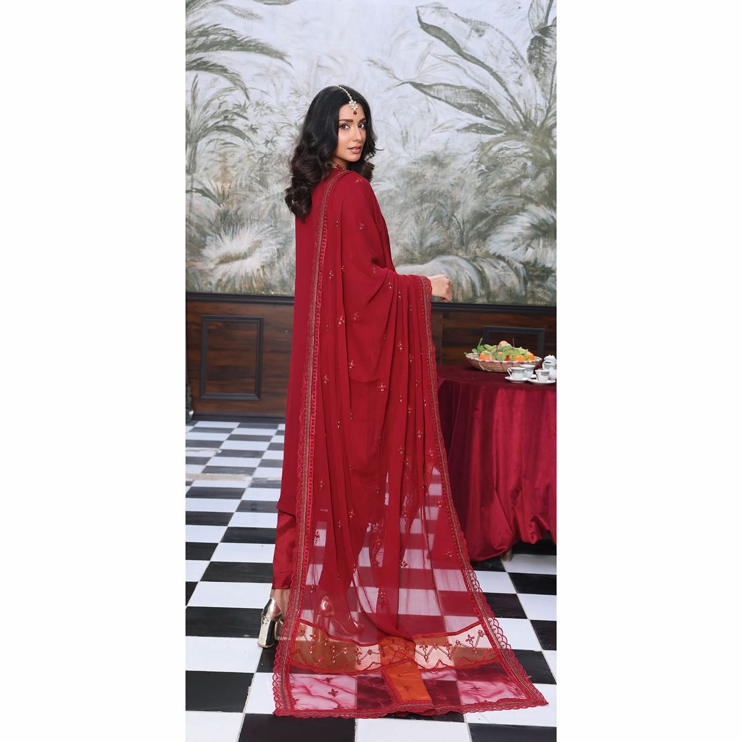 Emerald Chiffon By Dr. Haris Hand Embellishment Sami Unstitched 3Pcs Suit - 2, Women, 3Pcs Shalwar Suit, MI Creation, Chase Value