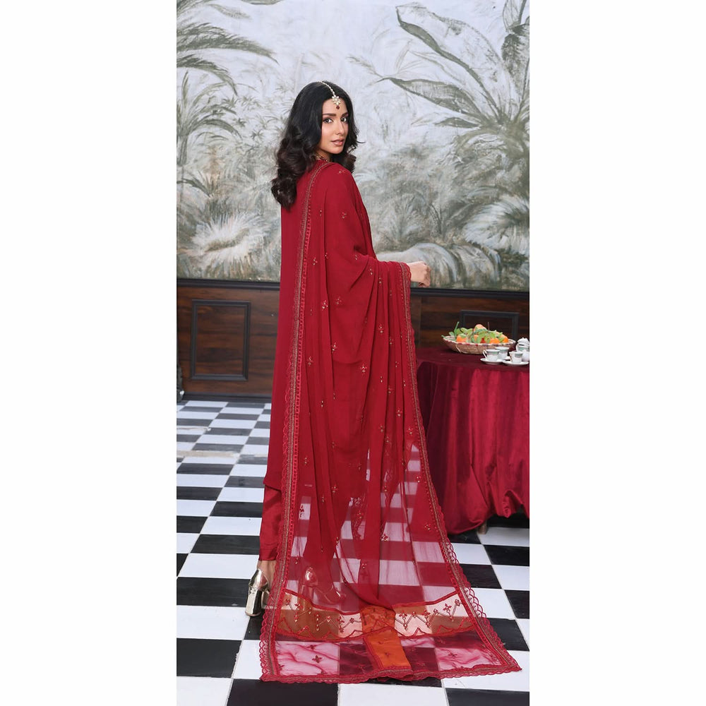 Emerald Chiffon By Dr. Haris Hand Embellishment Sami Unstitched 3Pcs Suit - 2, Women, 3Pcs Shalwar Suit, MI Creation, Chase Value