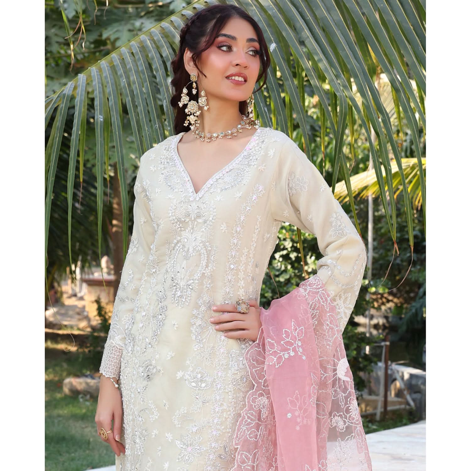 Dil Ruba By Dr. Haris Luxury Organza Embroidered Unstitched 3Pcs Suit - 2, Women, 3Pcs Shalwar Suit, MI Creation, Chase Value