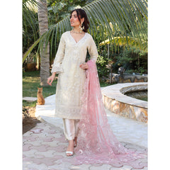 Dil Ruba By Dr. Haris Luxury Organza Embroidered Unstitched 3Pcs Suit - 2