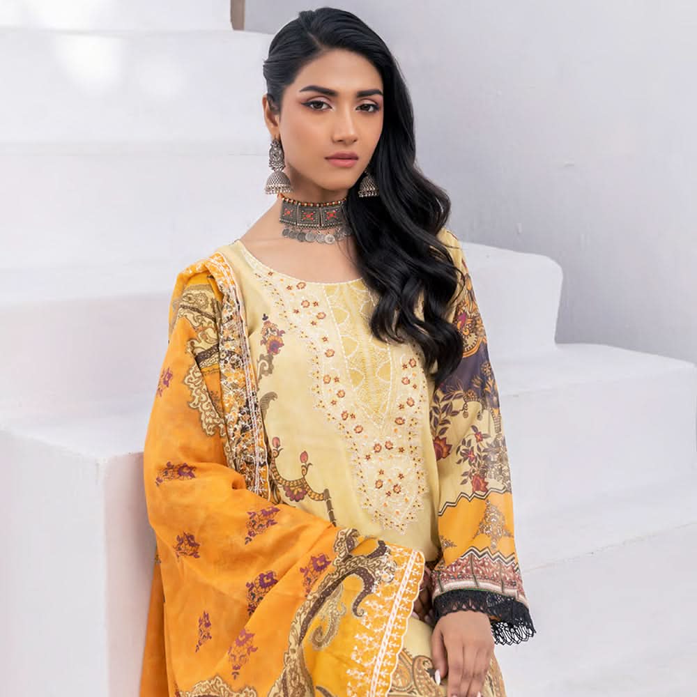 Janan Printed Lawn Embroidered  Suit 3Pcs with Cut Work Dupatta - 11, Women, 3Pcs Shalwar Suit, Zesh Textile, Chase Value