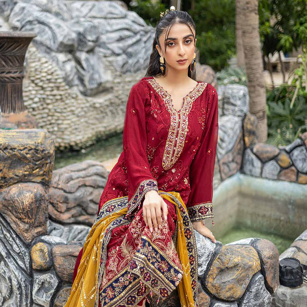 Schick Chantelle Luxury Chiffon Embroidered Unstitched 3Pcs Suit - 5