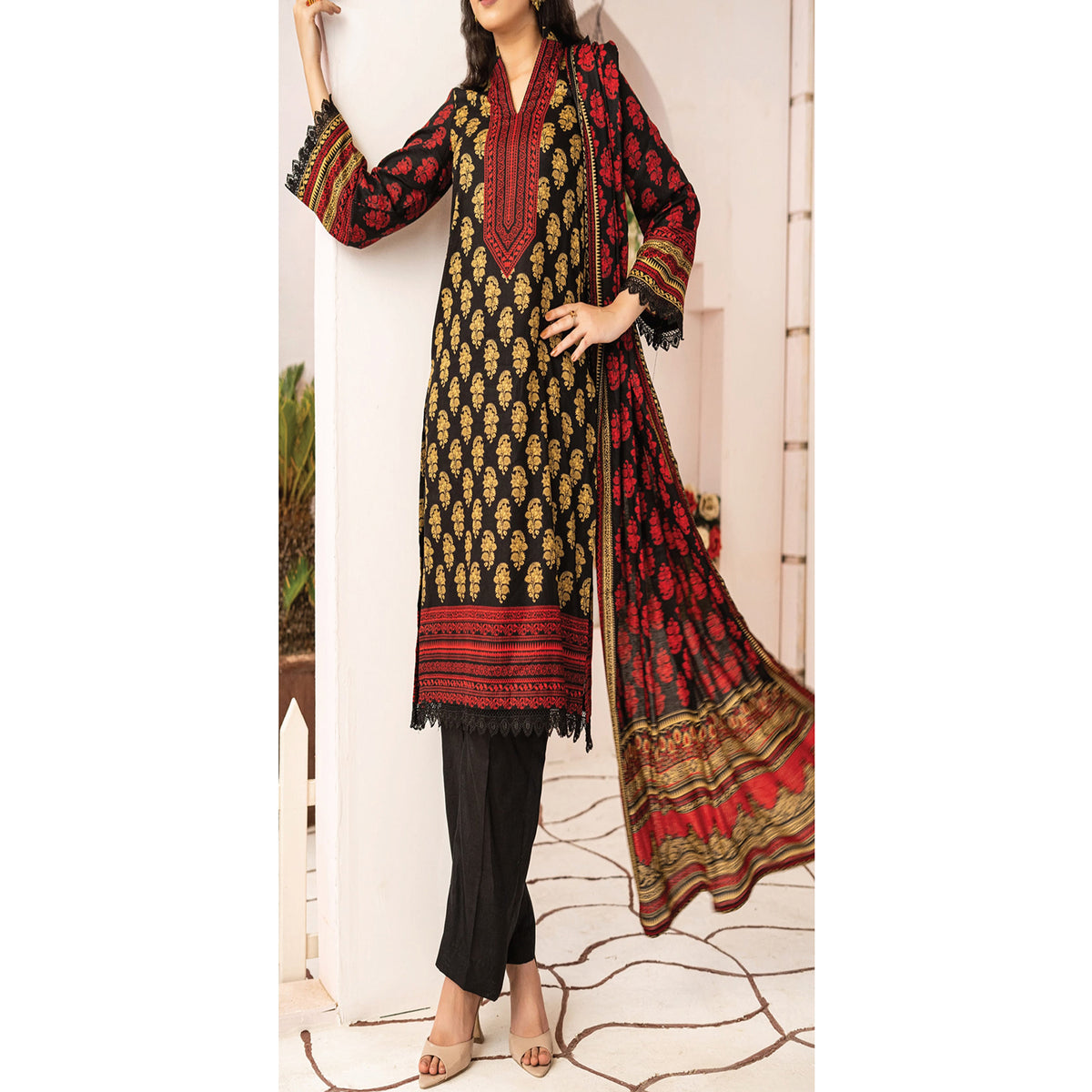 VS Daman Cambric Unstitched 3pcs Suit - 603-A, Women, 3Pcs Shalwar Suit, VS Textile, Chase Value