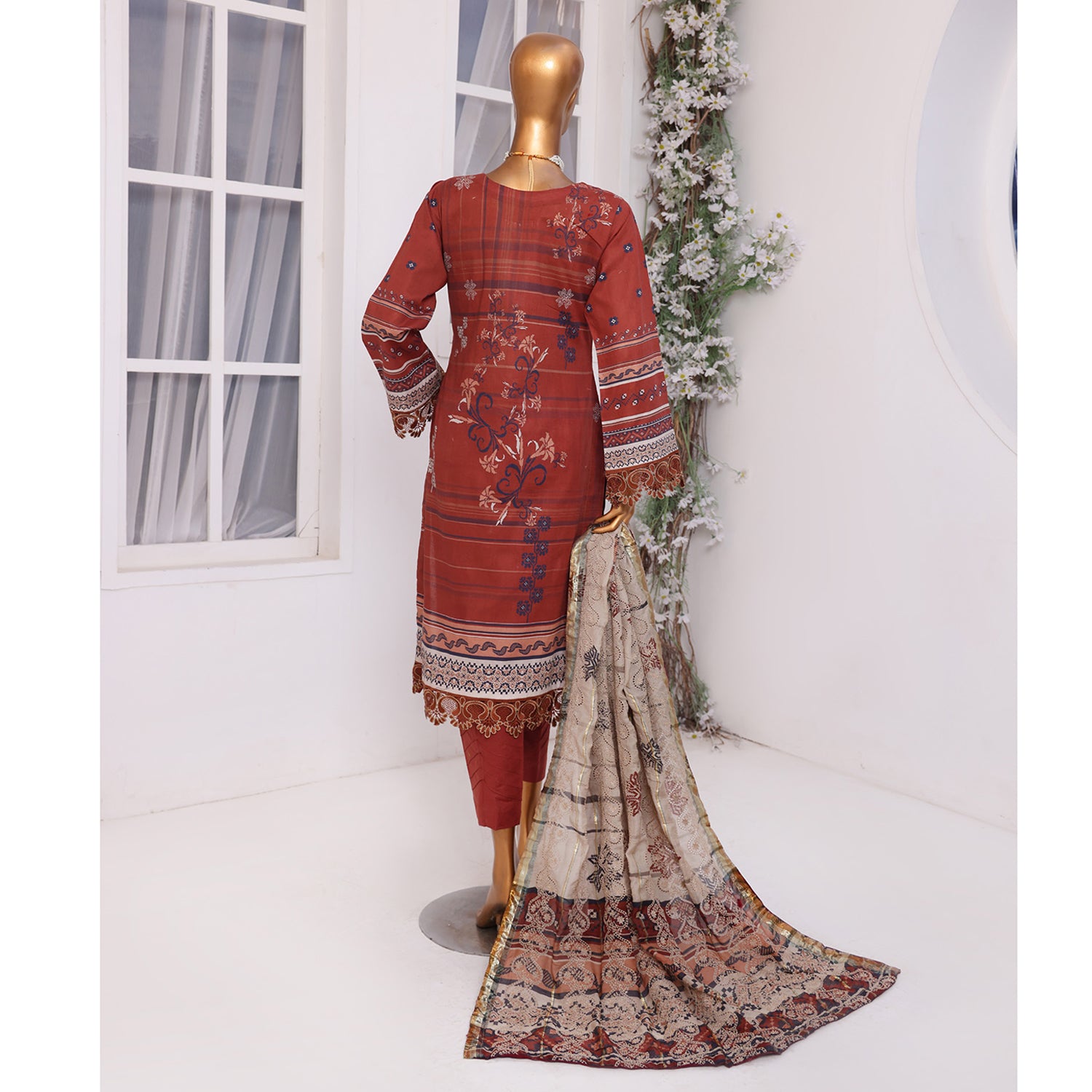 Needle Wonder By Dr. Haris Printed & Embroidered Lawn Unstitched 3Pcs Suit - 9, Women, 3Pcs Shalwar Suit, MI Creation, Chase Value